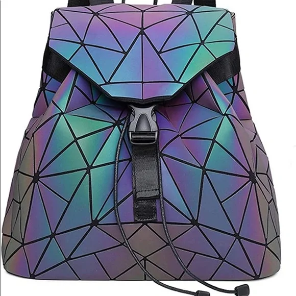 BESUURAN Geometric Luminous Holographic Reflective Backpack - Picture 1 of 13
